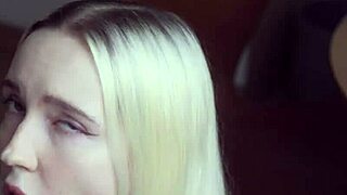 Blonde secretary in heels contrasts slutty acts with boss