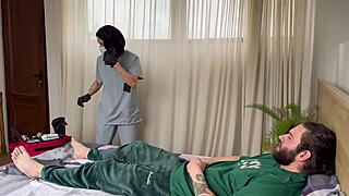 therapist helps football player with oily handjob and tight ass