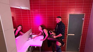 hidden cam catches dancing strangers fucking in nightclub toilet creampie 😏