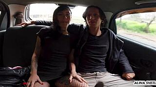 My first porn scene fucking with big dick in car! Tight pussy gets wet!