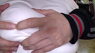 Japanese Curvy Babe Shows Huge Natural Tits in Action