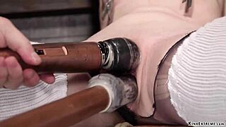 bound blonde in woolen stockings gets hogtied choked and fucked