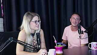 Blonde teen in sheer red lingerie fulfills wild fetish fantasies.