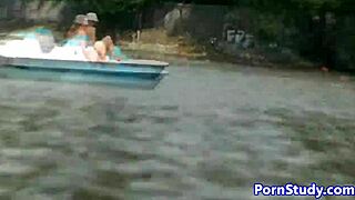 Eurobabe Rides Waterbike Nude Publicly