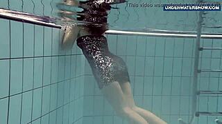 I'm flashing my bright tits underwater, getting everyone so horny.