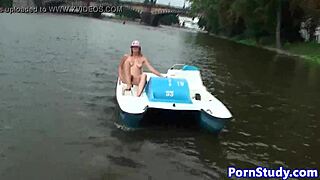 Eurobabe Rides Waterbike Nude Publicly