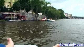 Eurobabe Rides Waterbike Nude Publicly