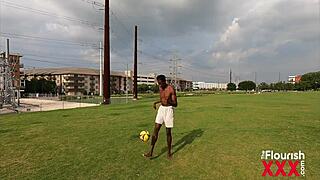 I love this latina threesome with ebony bodybuilder, getting cum in mouth.