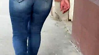 Feeling the curves of this latina in tight jeans