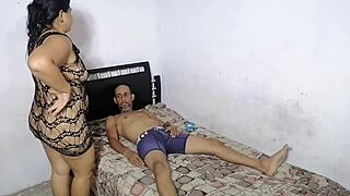 Stepmother begs stepson to ditch condom for rough sex. She craves cum in her ass!