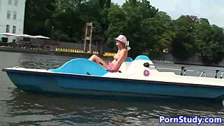 Eurobabe Rides Waterbike Nude Publicly