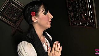 i rub my big clit while deepthroating in confessional