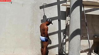 The beautiful Brazilian grill girl couldn't resist and took the whole sausage in her ass