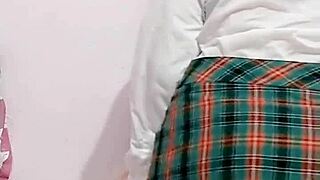 School girl masturbates after classes