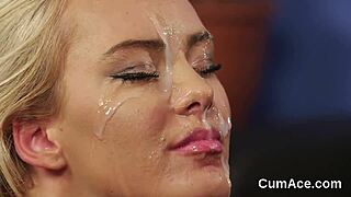 Hot Babe Gets Facial After Sucking Every Drop of Jizz