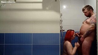 Huge Cumshot as She Fingers His Ass