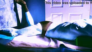 sped up stretching on floor with roller and briefs for some sun and relief in winter december 2021