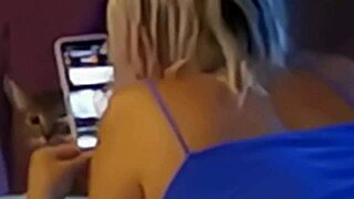 My stepsister enjoys watching videos in her room