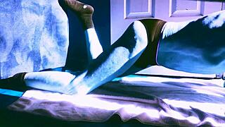 sped up stretching on floor with roller and briefs for some sun and relief in winter december 2021