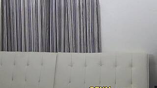 Glam clothed blonde in amateurs setting