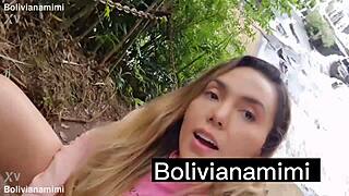 I sucked his dick at the waterfall without panties, Boliviana Mimi.