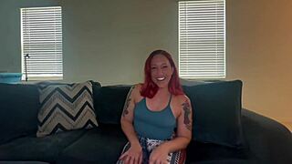 Scarlett Peach gets wild on casting couch with group.