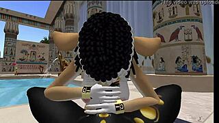 Lady Bastet commands her servant girl in Egyptian setting