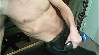 Bound stretching session with massage gun and compression tights