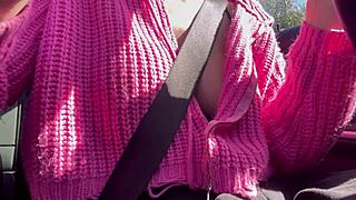 Artemisia Love flashes juicy tits driving
