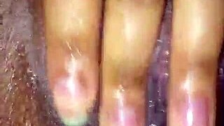 Fat latina masturbates her pussy in casual home video