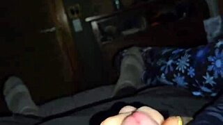 Dirty talking wife takes her time jerking off a dick