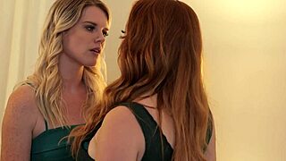 The teen girl tribs with her busty stepsister in the bedroom