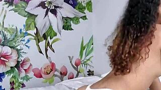 Pretty young girl teases her pussy with pillow softly