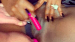 Sexy Black Model Masturbates With Vibrator For White Guy