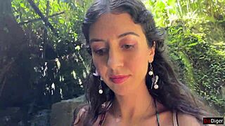 Skinny Beauty Gets Cum on Face in Public Locker Room and Cumwalk by Waterfall