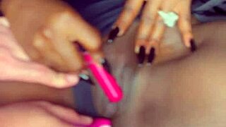 Sexy Black Model Masturbates With Vibrator For White Guy