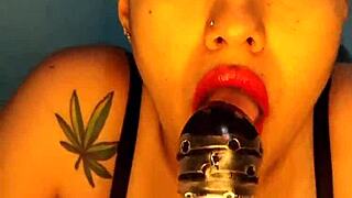 colombian woman enjoys a relaxing shower with her toy