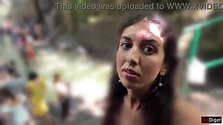 Skinny Beauty Gets Cum on Face in Public Locker Room and Cumwalk by Waterfall