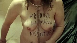 French Whore in BDSM Session with Human Urinal and Buttplug Play