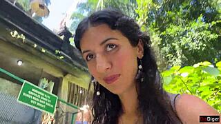 Skinny Beauty Gets Cum on Face in Public Locker Room and Cumwalk by Waterfall