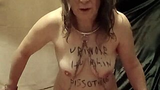 French Whore in BDSM Session with Human Urinal and Buttplug Play