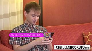 big boobed babe takes step-brother's fat cock.