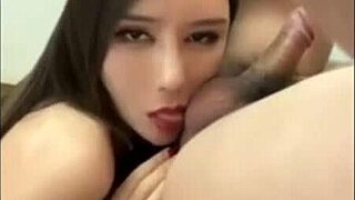 asian shemale gets bareback action from european tourist in hotel