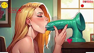 Stepsister gives webcam blowjob as stepbrother spies – huge tits and cum involved