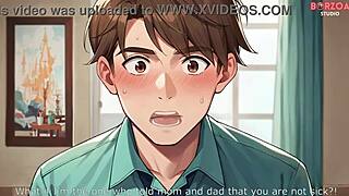 Stepsister gives webcam blowjob as stepbrother spies – huge tits and cum involved