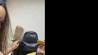 She sucks my cock while I create her accounts, swallowing cum from my big dick