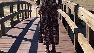 Staci Onit! Leopard Romp in Public with Feet and Crossdressing!