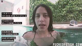 Helen Star and her partner explore underwater submission with toys.