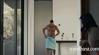 Tranny bangs boyfriend hard, Dillon Diaz and TS Foxxy.