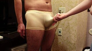 Femdom Bitch Slaps And Rubs Cock Until Forced Cumshot!